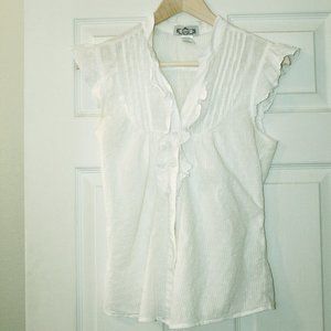 Trixxi White Swiss Dot Blouse M